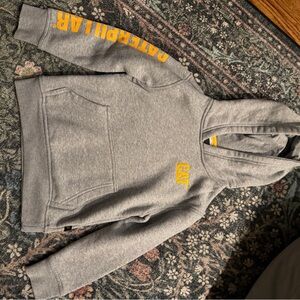 Caterpillar Gray Kids Hoodie with Yellow Accents
